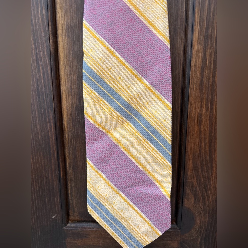Resisto Striped Pink and Yellow Men's Textured Polyester Tie